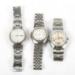 3 mid-century gent's wristwatches, Citizen automatic, Seiko automatic, and Timex