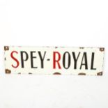 A Vintage enamel Spey-Royal Scotch Whisky advertising sign, 15cm x 53cm