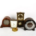 5 Vintage mantel clocks, including Smiths & Brierley Wood & Co