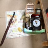 Various collectables, including set of balance scales, schoolroom wall chart, sword etc