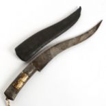 An Afghan Pesh-Kabz bone-handled dagger and sheath, blade length 28cm