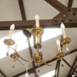 A Vintage brass 6-branch chandelier, 48cm across