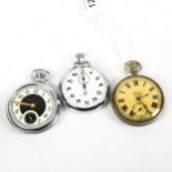 A 'Services' Army top-wind pocket watch, chrome-cased, an Ingersoll pocket watch, and another (3)