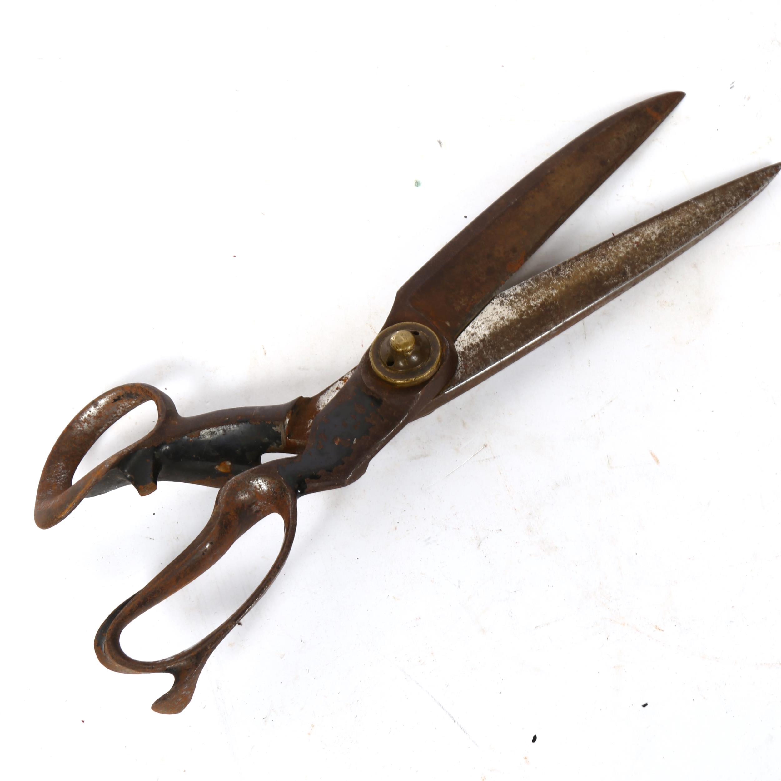 A large pair of American steel tailor's textile shears, by R Heinisch of Newark, length 36cm - Image 2 of 2