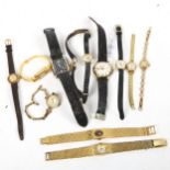 A group of various wristwatches, including a Continental 18ct gold-cased lady's MuBu wristwatch