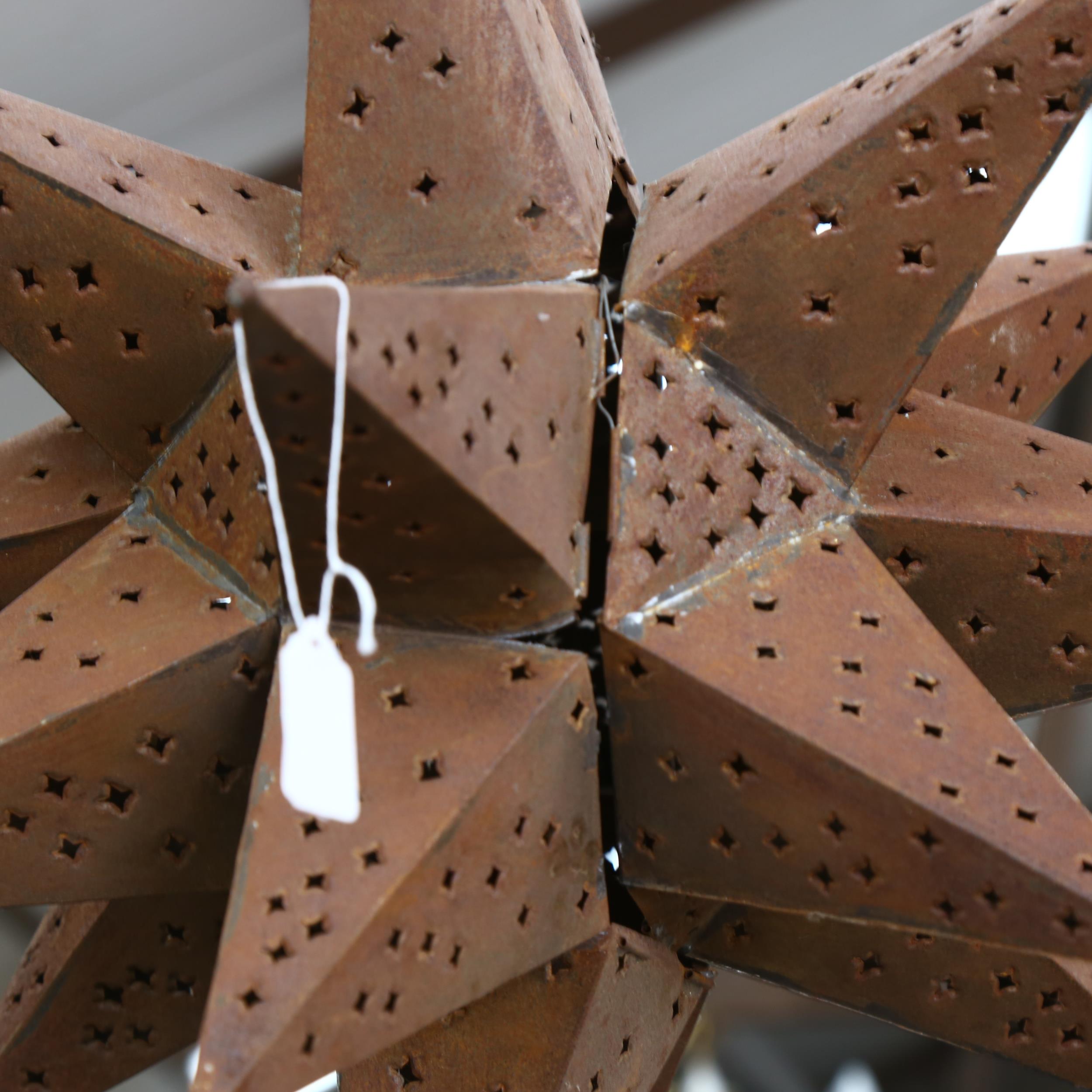 A weathered tin starburst light fitting, height 60cm - Image 2 of 2