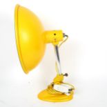 A mid-century yellow aluminium Ergon desk lamp, shade diameter 33cm