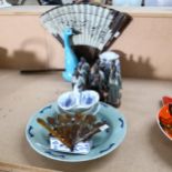 Various Oriental ceramics, including blue crackle glaze duck, sage figures etc