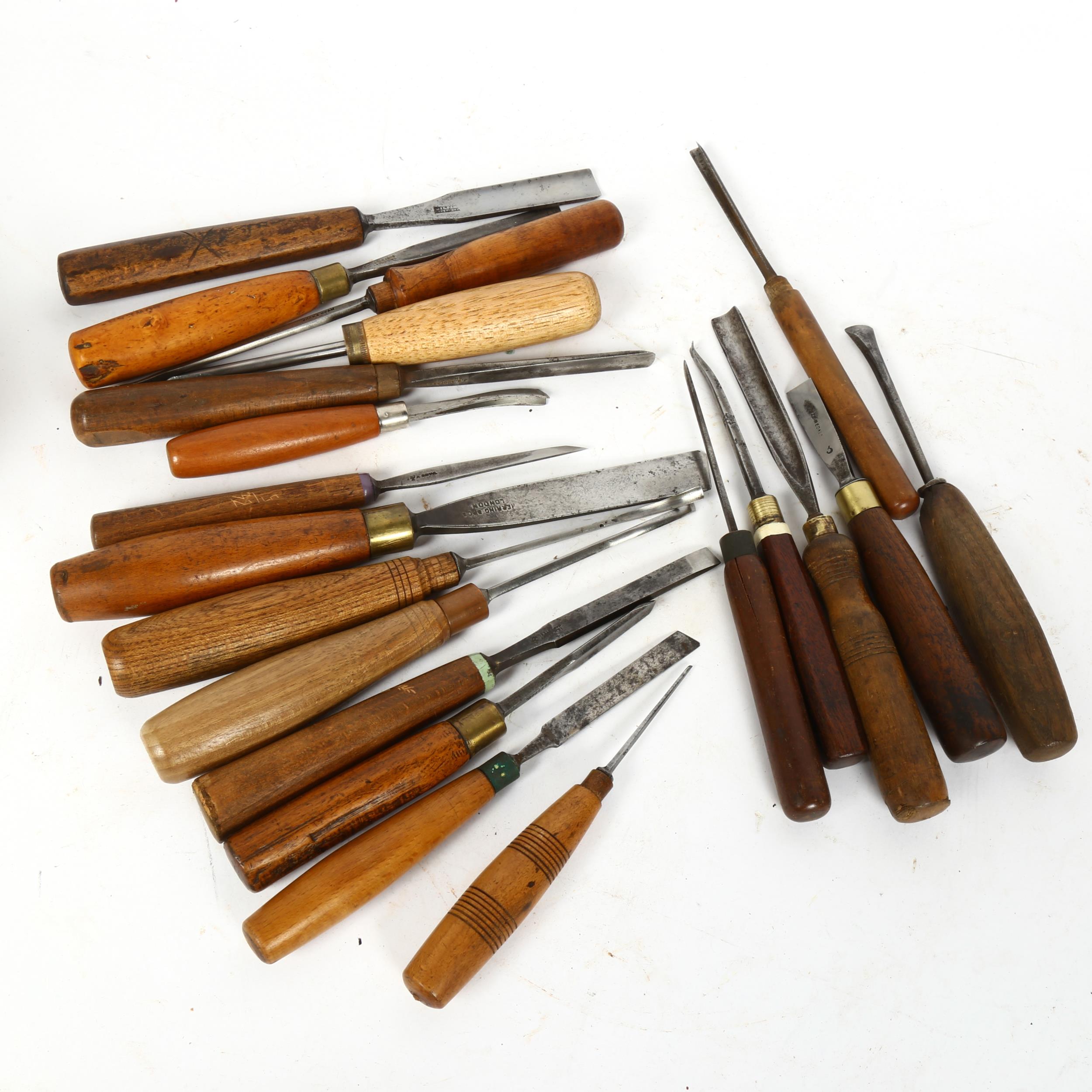 A group of Antique woodworking chisels, including Sorby