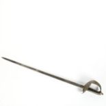 A George V dress sword, with basket hilt and leather grip, blade length 83cm