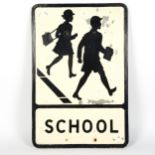 A painted aluminium School sign, 54cm x 36cm