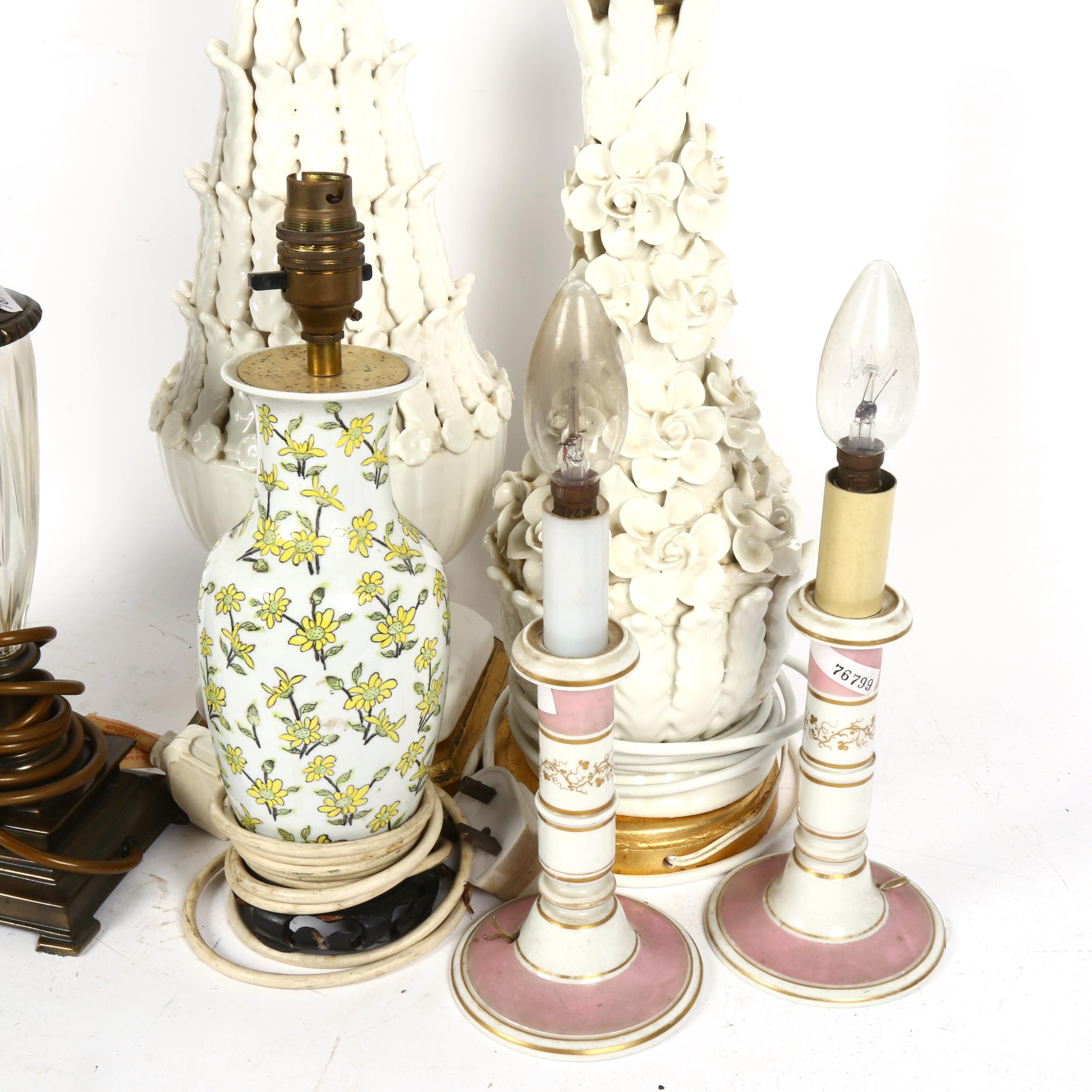 Various table lamps, including porcelain and glass, largest height 42cm (7) - Image 2 of 2