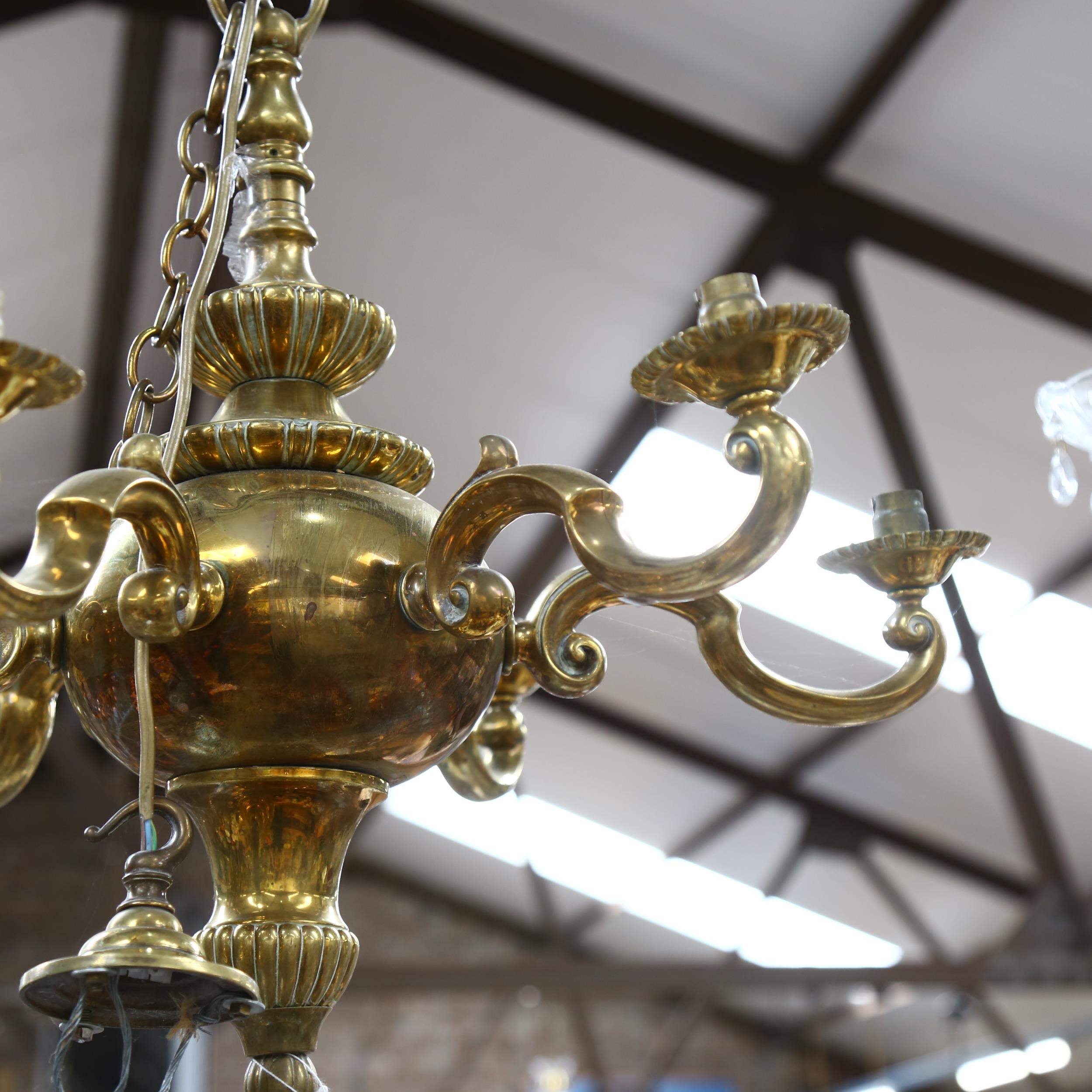 A brass 6-branch chandelier, diameter 56cm approx - Image 2 of 2