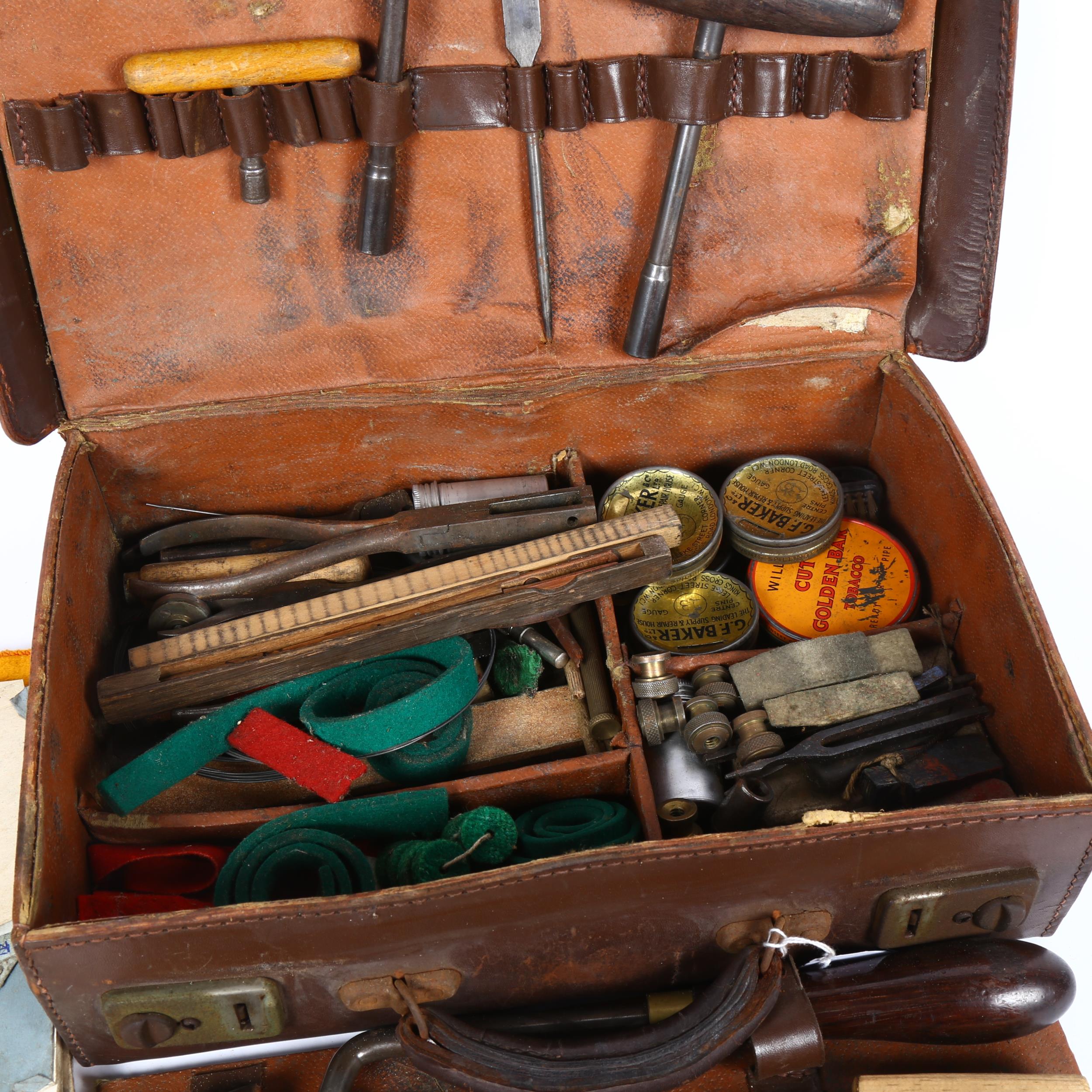 A leather-cased set of piano tuning tools, including wrenches - Image 2 of 2