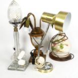5 various table lamps, largest height 52cm (5)