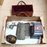 Various collectables, including Art Nouveau brass door finger plates, 4 x 1780 Theresia coins, slate