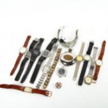 A collection of quartz wristwatches, including Ben Sherman, and a micro-mosaic panel bracelet and