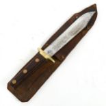 An American Patriots self defender bowie knife and leather sheath, blade length 24cm