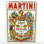A Vintage lithographed tin Martini advertising sign, with integral pouch, 50cm x 35cm