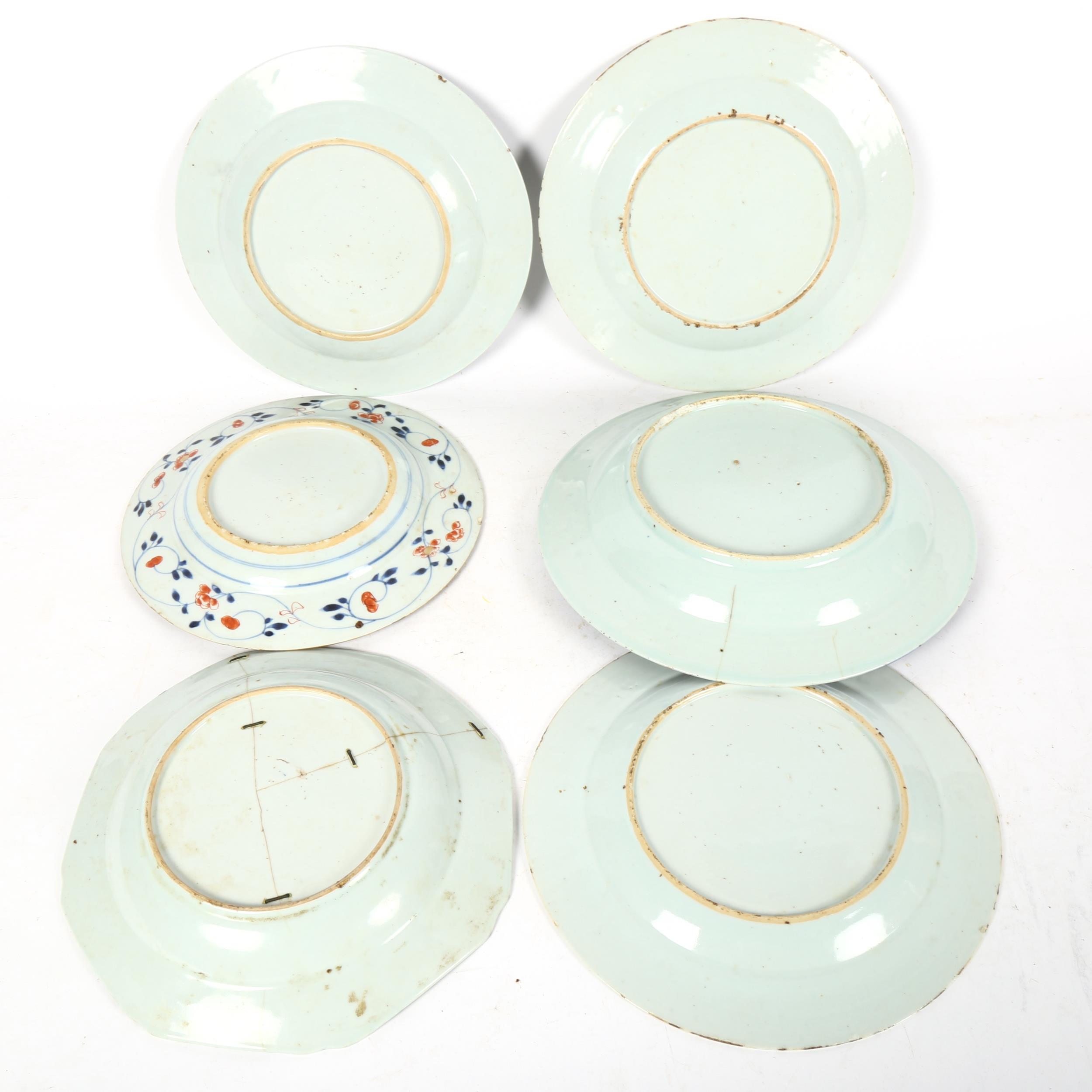 A set of 3 Chinese blue and white plates, 23.5cm, and 3 other Chinese plates - Image 2 of 2