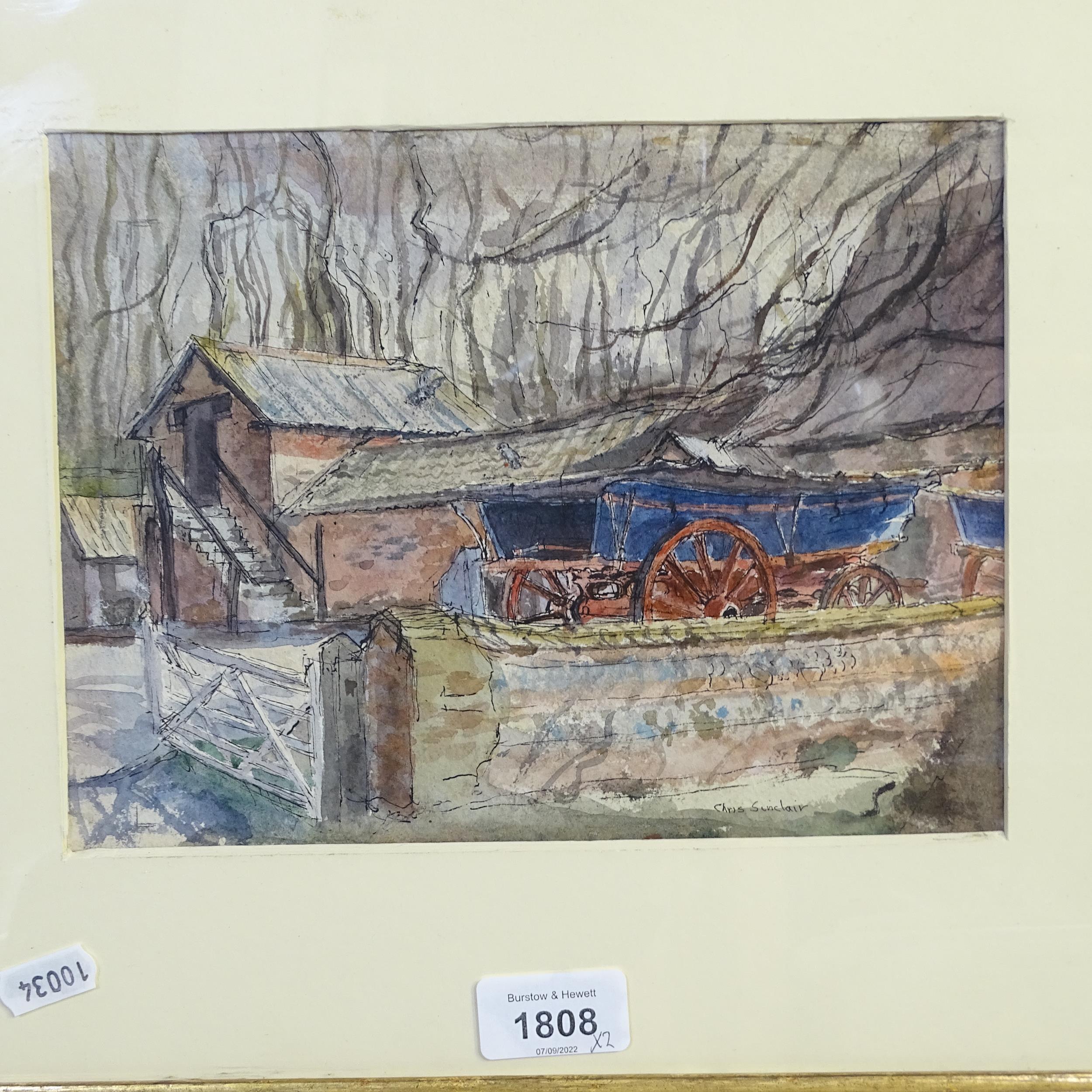Chris St Clair watercolour, The Farmyard and Arthur Royce watercolour, The Needles, both framed - Image 2 of 2
