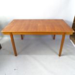 A H McIntosh, a mid-century T3 double extending teak dining table, with labels to the underside,