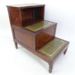 An Antique stained wood step commode, 70cm x 67cm x 46cm