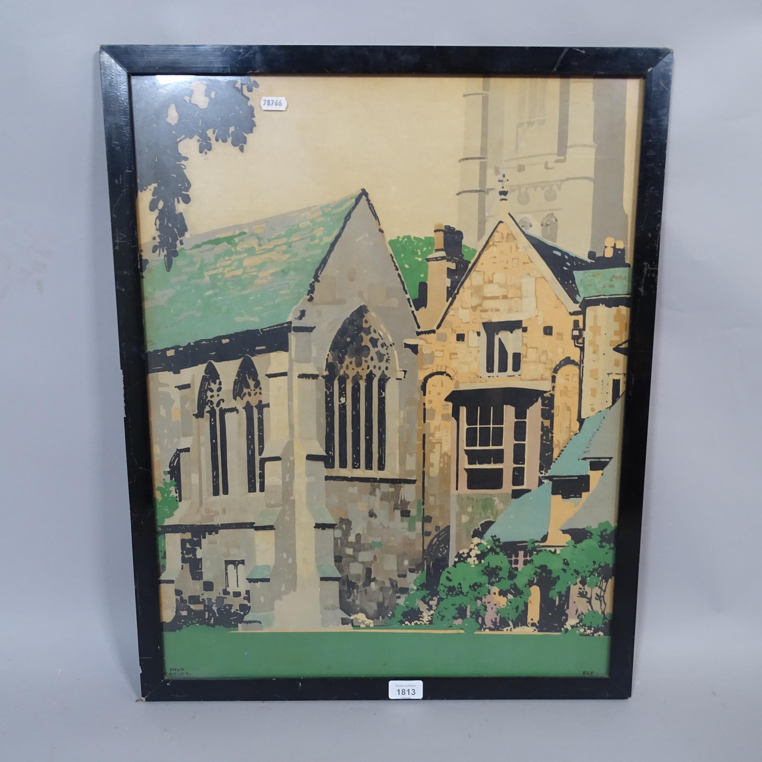 Fred Taylor, lithograph, study of Ely Cathedral, 69cm x 56cm, in an ebonised framed