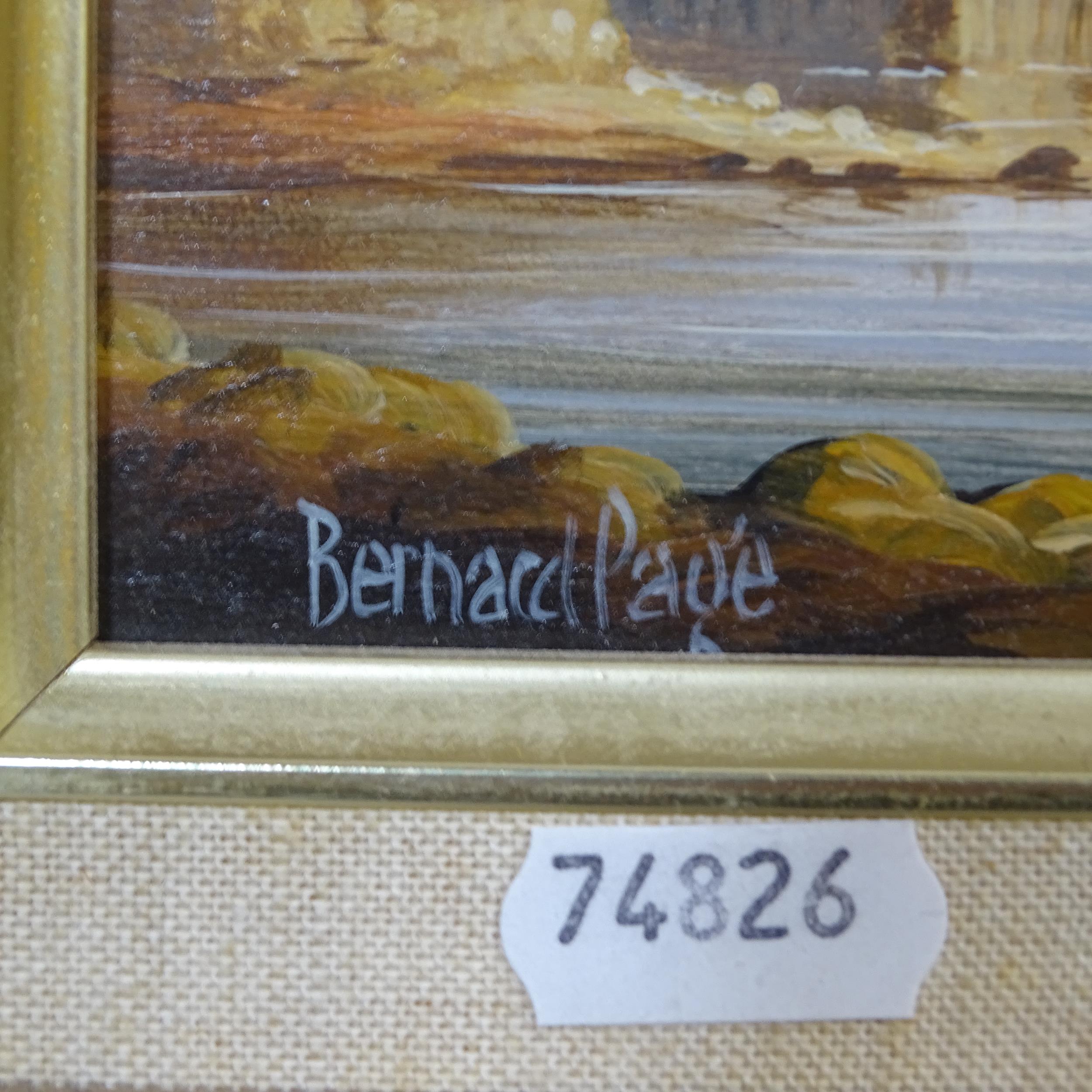 Bernard Page, oil on board, sailing ships at harbour, 32cm x 37cm, gilt-framed - Image 2 of 2