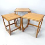 A mid-century teak nest of 3 occasional tables, widest 50cm