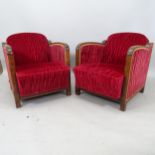 A pair of French Art Deco reclining Club chairs