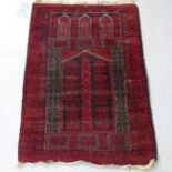 A red ground Afghan prayer rug, 140cm x 92cm