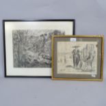 A Henderson Hall, artist's proof, a walk in the country, and French print, figures on the beach,