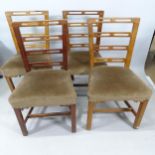 A set of 4 Irish George III pierced ladder-back chairs with upholstered seats