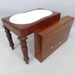 A Victorian mahogany rectangular commode on turned legs, 60cm x 46cm x 38cm