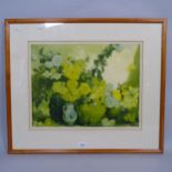 Frank Brangwyn, R.A., coloured lithograph, still life vase of flowers, signed in pencil and blind