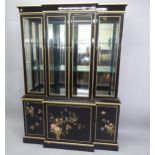 A modern Chinese 2-section break-front display cabinet, the top section having 4 glazed doors and