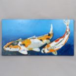 Clive Fredriksson, oil on canvas, Koi carp, 55cm x 110cm, unframed