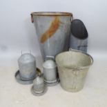 Various galvanised metal items including stick stand, bucket etc, largest 40cm x 62cm