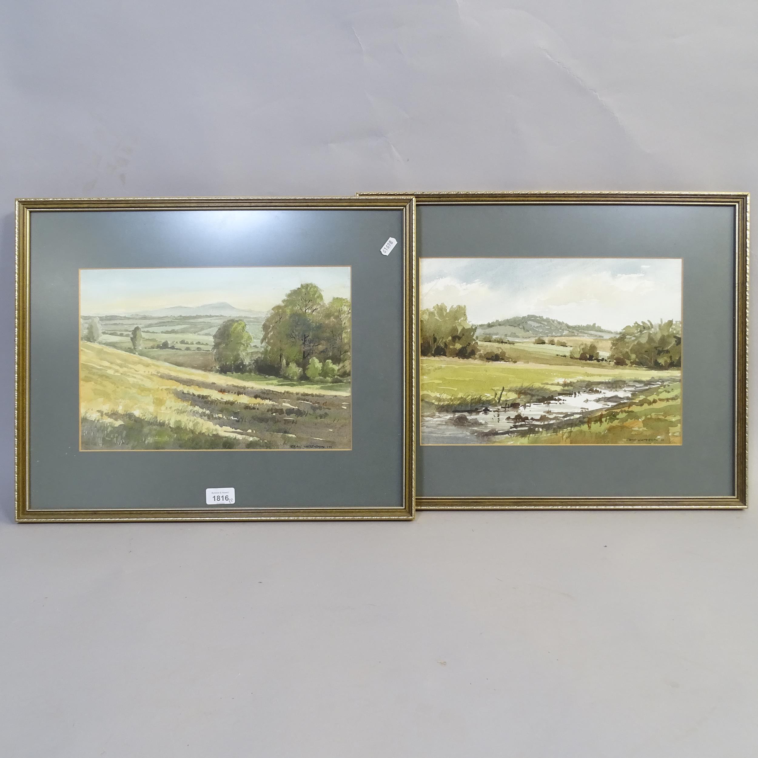 Craig White-Smith, pair of watercolours, panoramic Hampshire landscapes, signed and dated bottom