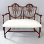 A Hepplewhite style chair-back 2-seat settee, 120cm x 100cm x 55cm