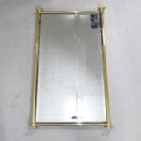 A Hollywood Regency design brass-framed bevel-edge over mantel pier glass mirror, 60cm x 100cm