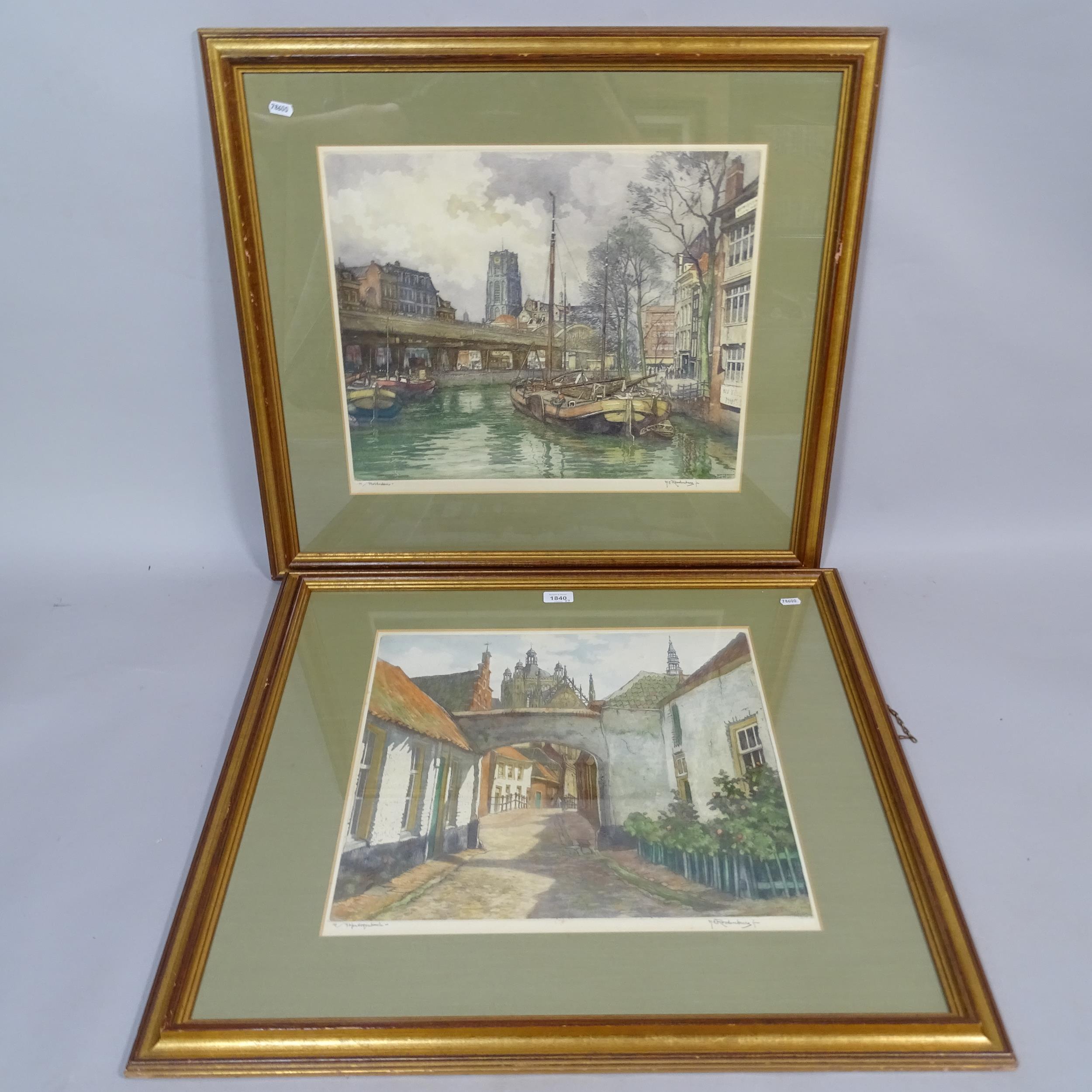 Hendrikus Elias Roodenburg, Dutch, 3 limited edition coloured lithographs, 2 canal views, and - Image 2 of 2