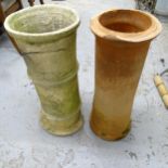 2 terracotta chimney pots, largest 77cm x 33cm