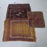 3 small Antique Persian mats (all worn)