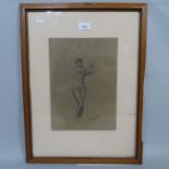 Walter Greaves (1846 - 1930), charcoal on paper, female nude, signed, 32cm x 23cm, framed Drawing is