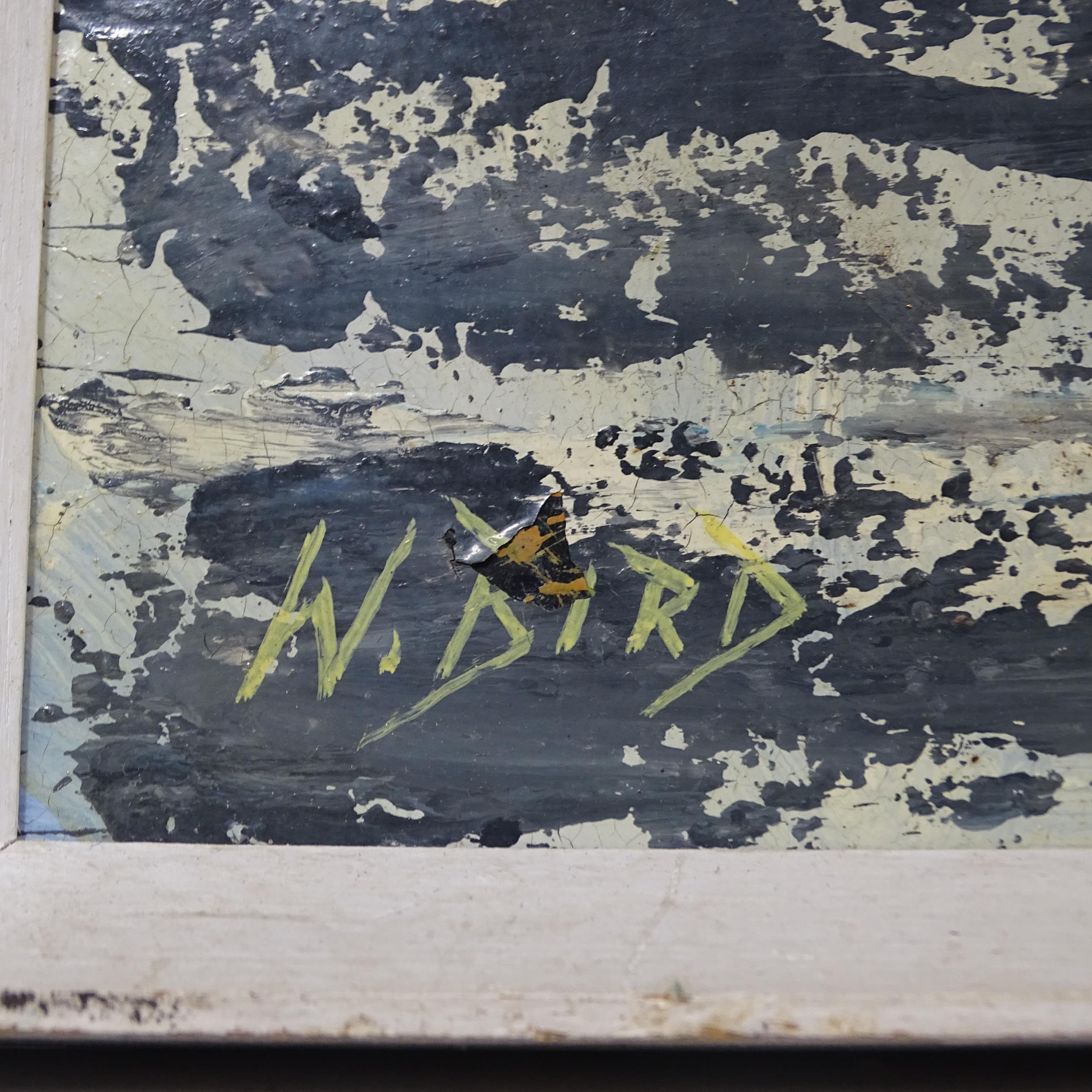 W Bird, mid-20th century oil on board, London street scene, signed, 90cm x 40cm, framed Good - Image 2 of 2