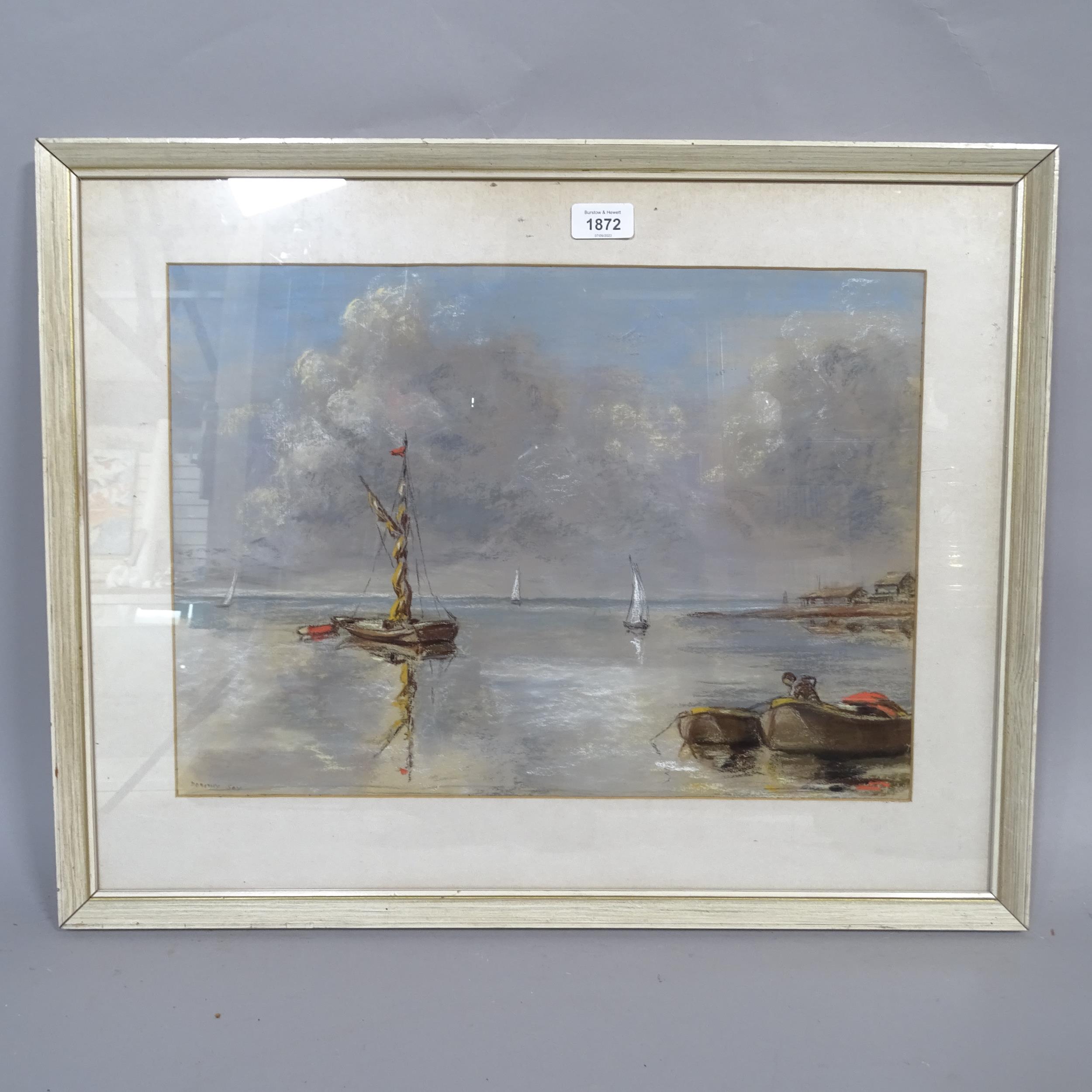 Dorothy Say, coloured pastels, coastal scene, signed, 34cm x 47cm, framed Good condition, mount