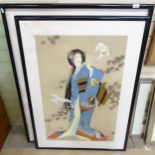 Morito Haruyo, 4 limited edition serigraph prints, "women in kimonos", all framed