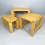 A John Lewis contemporary nest of 3 light oak occasional tables, largest 64cm x 49cm x 48cm